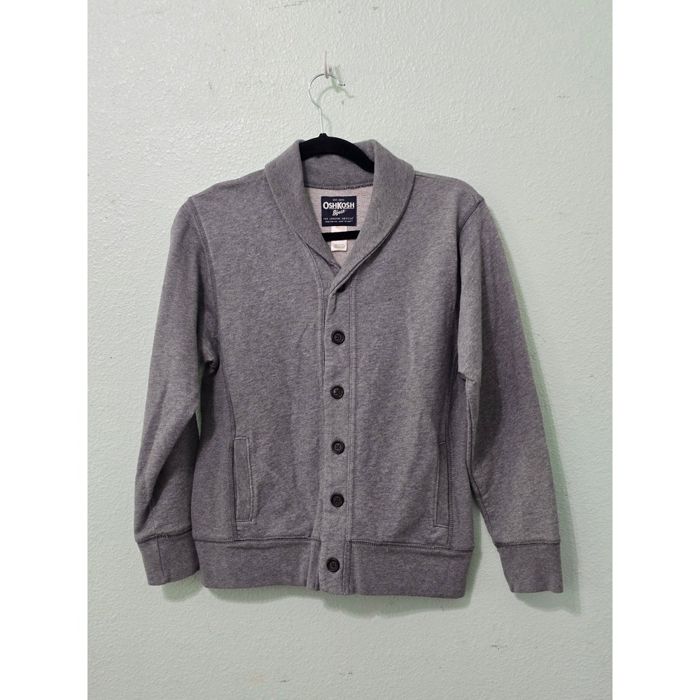 Oshkosh Bgosh Gray Button Y2K Boys 90s Vintage Youth 12 Sweater Cardigan Jacket